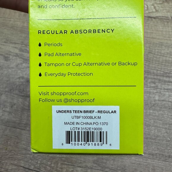 Unders Teen by Proof Lot Of 2 Size M Black Period Underwear Brief Reg. Absorbenc - Picture 7 of 9